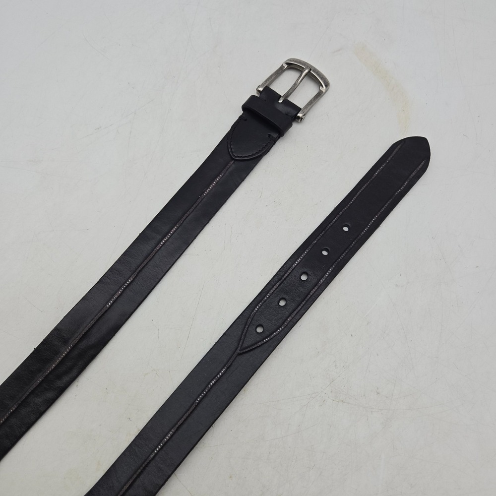 Structure Belt Black Leather Textured Dress Mens 36 Nickel Buckle NWOT